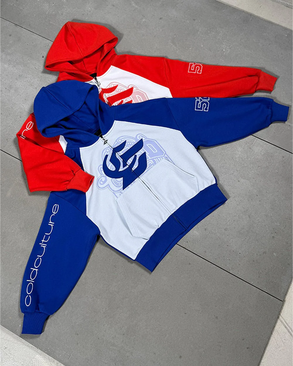 PRESTIGE ZIP HOODIE BLUE & WHITE - Image 7