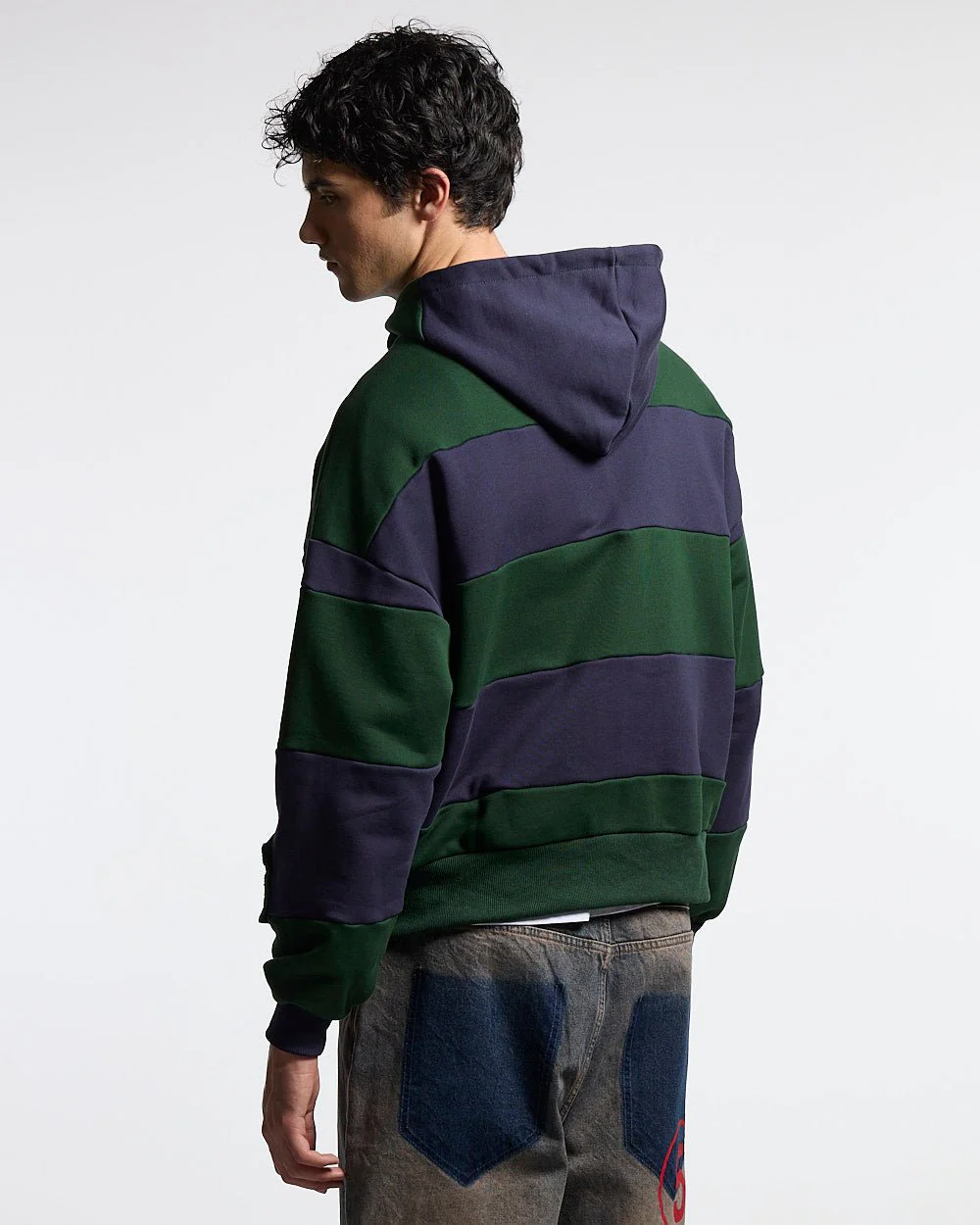 PUZZLE ZIP HOODIE GREEN & NAVY - Image 4