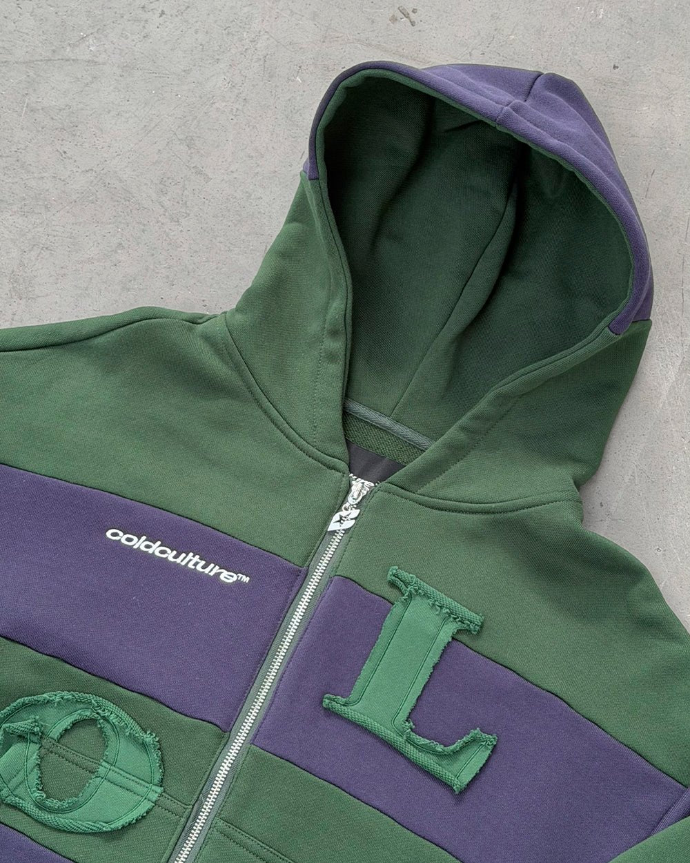 PUZZLE ZIP HOODIE GREEN & NAVY - Image 9