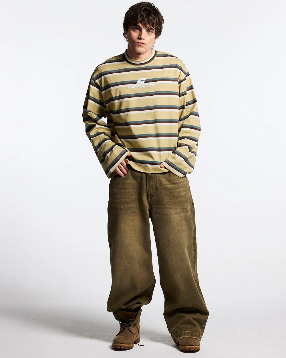 RAY CURVED LONGSLEEVE YELLOW & BROWN - Image 3