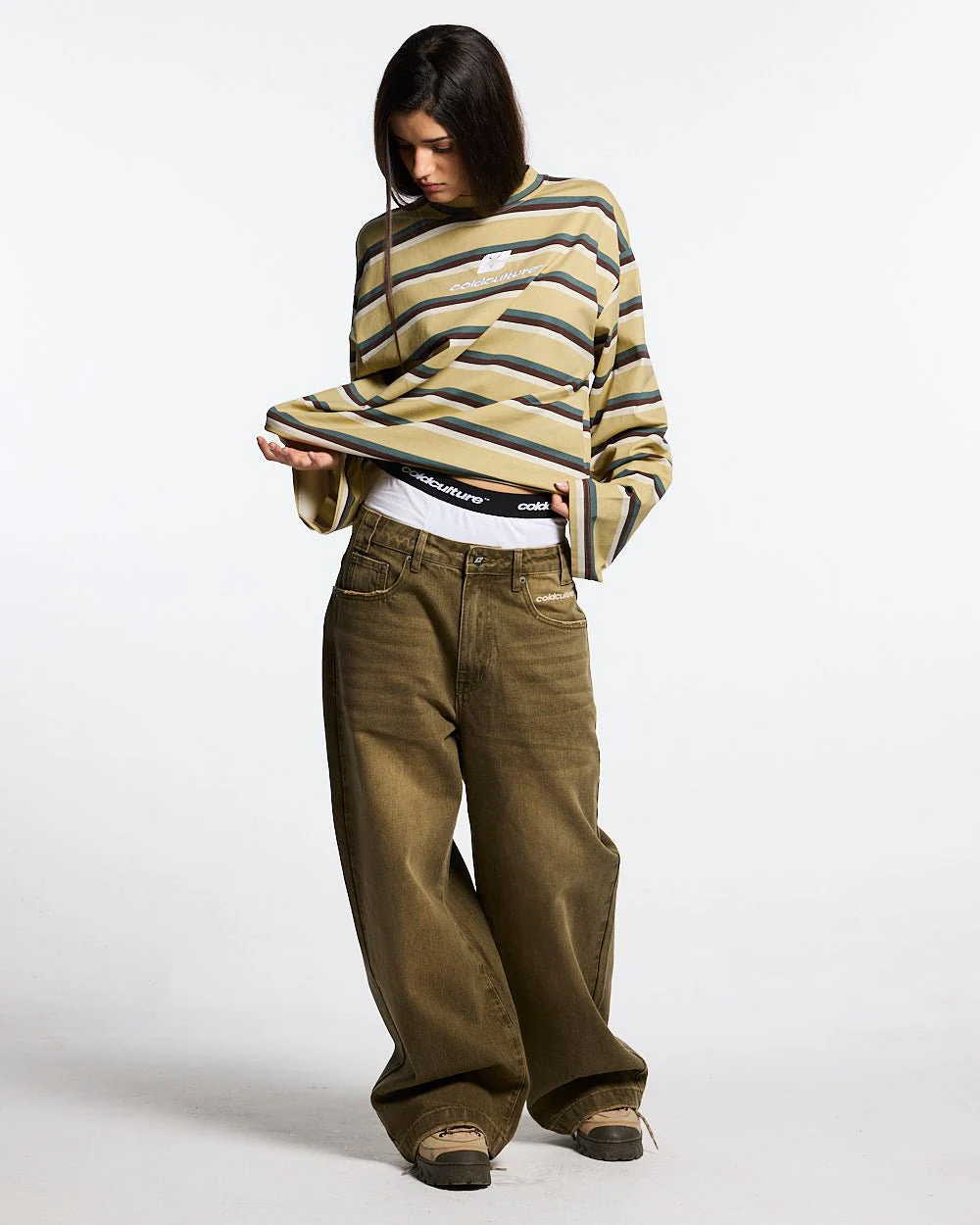 RAY CURVED LONGSLEEVE YELLOW & BROWN - Image 6