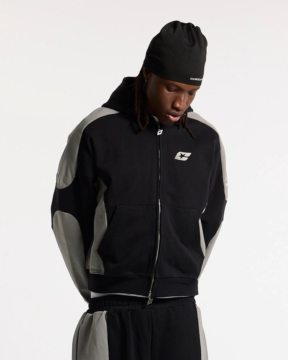 RIDER ZIP HOODIE BLACK & GREY - Image 2