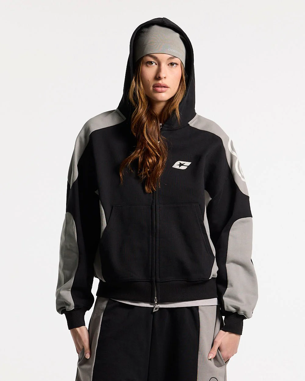 RIDER ZIP HOODIE BLACK & GREY - Image 5