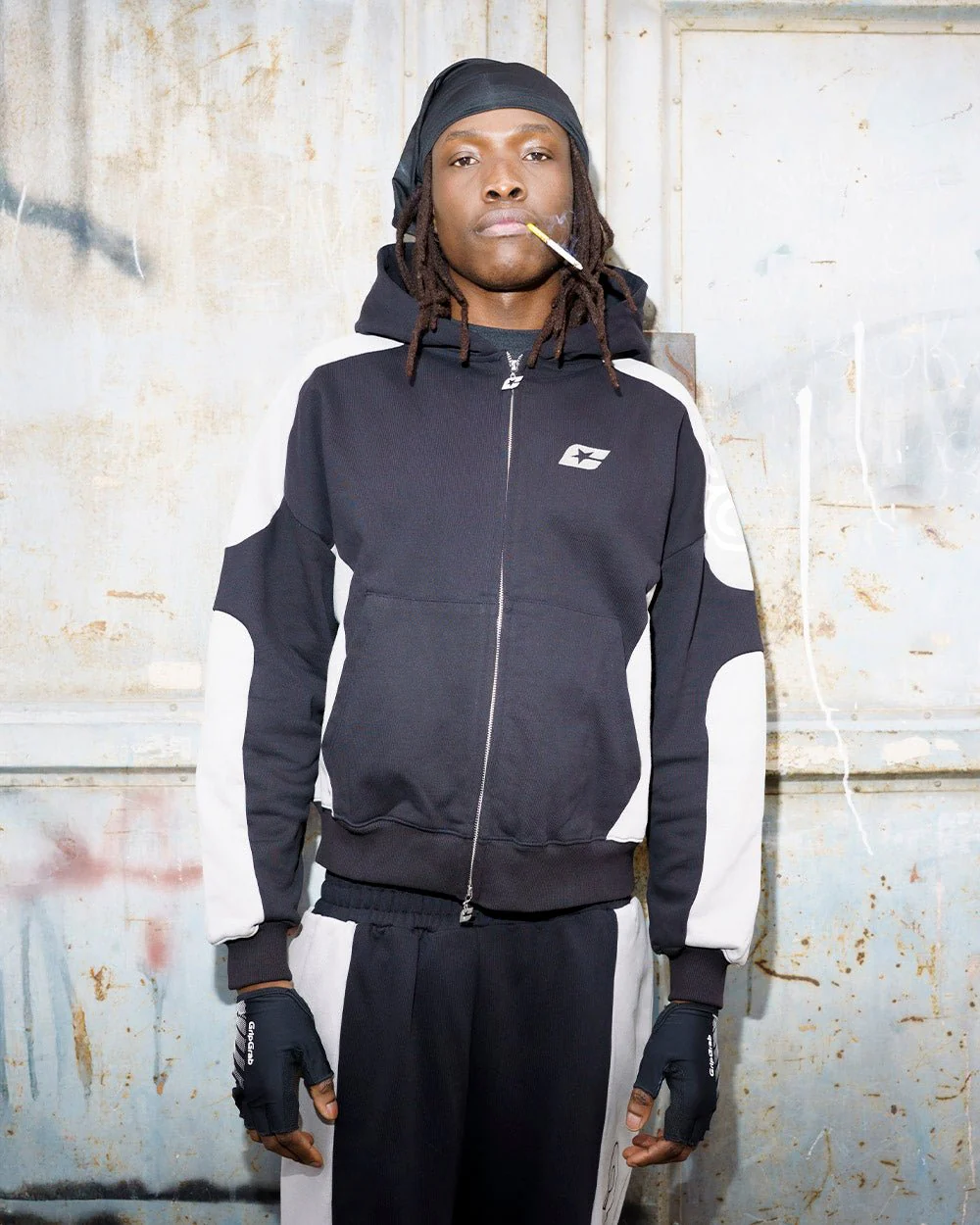 RIDER ZIP HOODIE BLACK & GREY - Image 8
