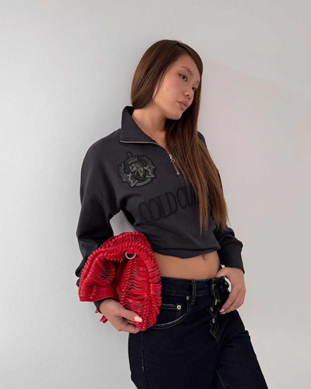 RIDING CLUB QUARTER ZIP KNIT DARK GREY - Image 4