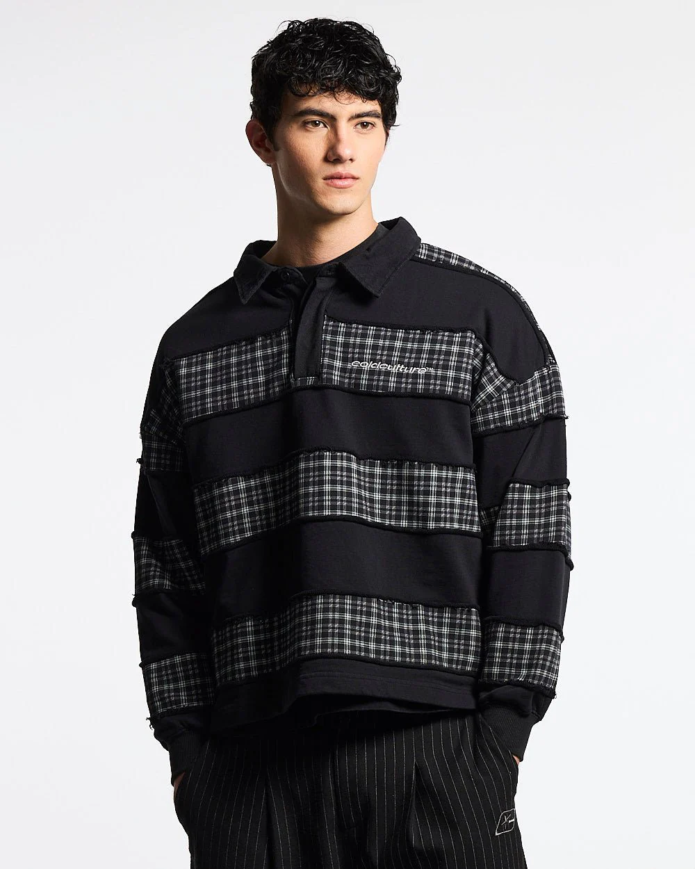 RIPPED LONGSLEEVE POLO BLACK - Image 2