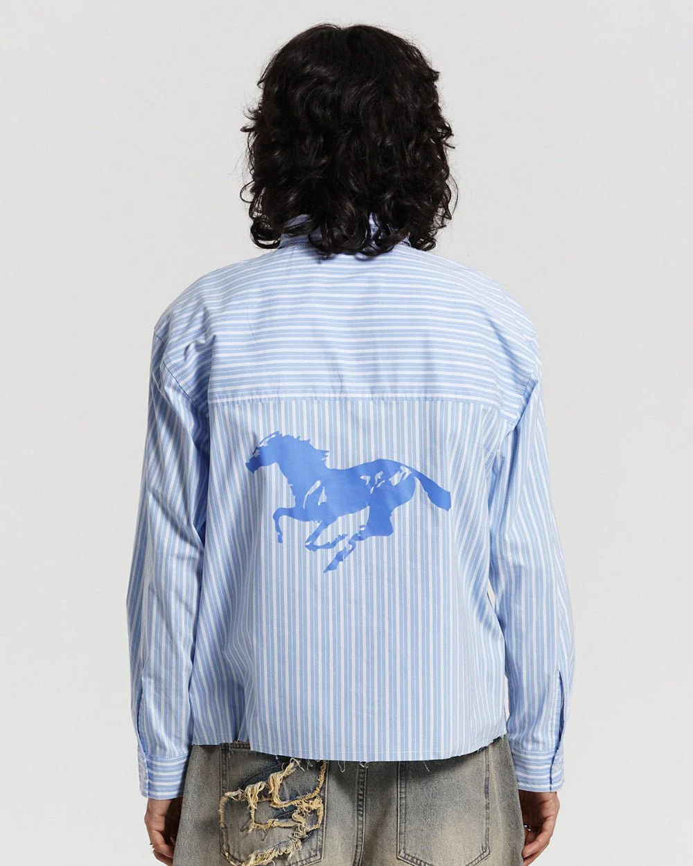 RUNNING HORSE SHIRT BLUE STRIPES - Image 4
