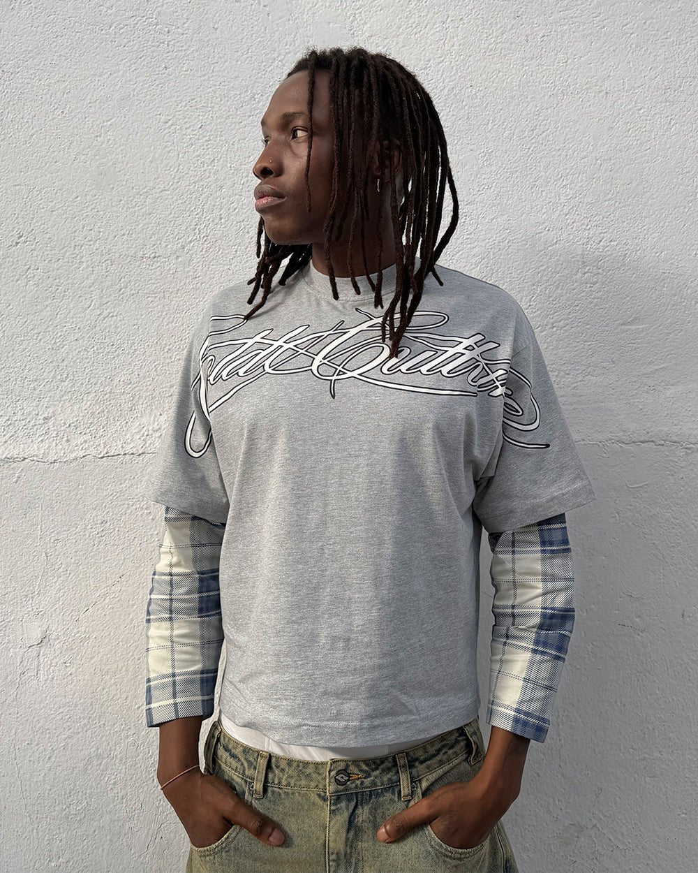 SCRIPT DOUBLE LONGSLEEVE HEATHER GREY - Image 7