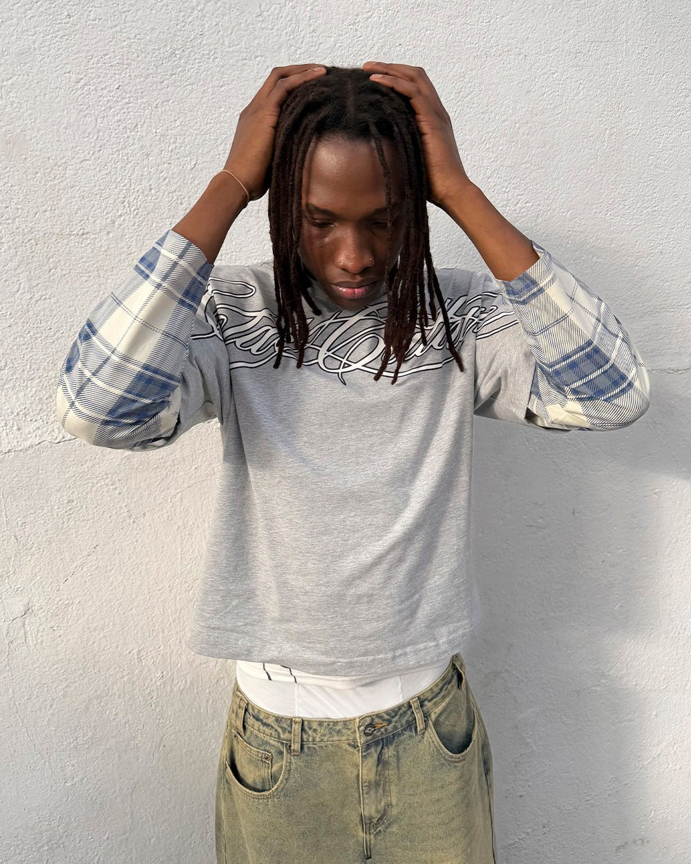 SCRIPT DOUBLE LONGSLEEVE HEATHER GREY - Image 8