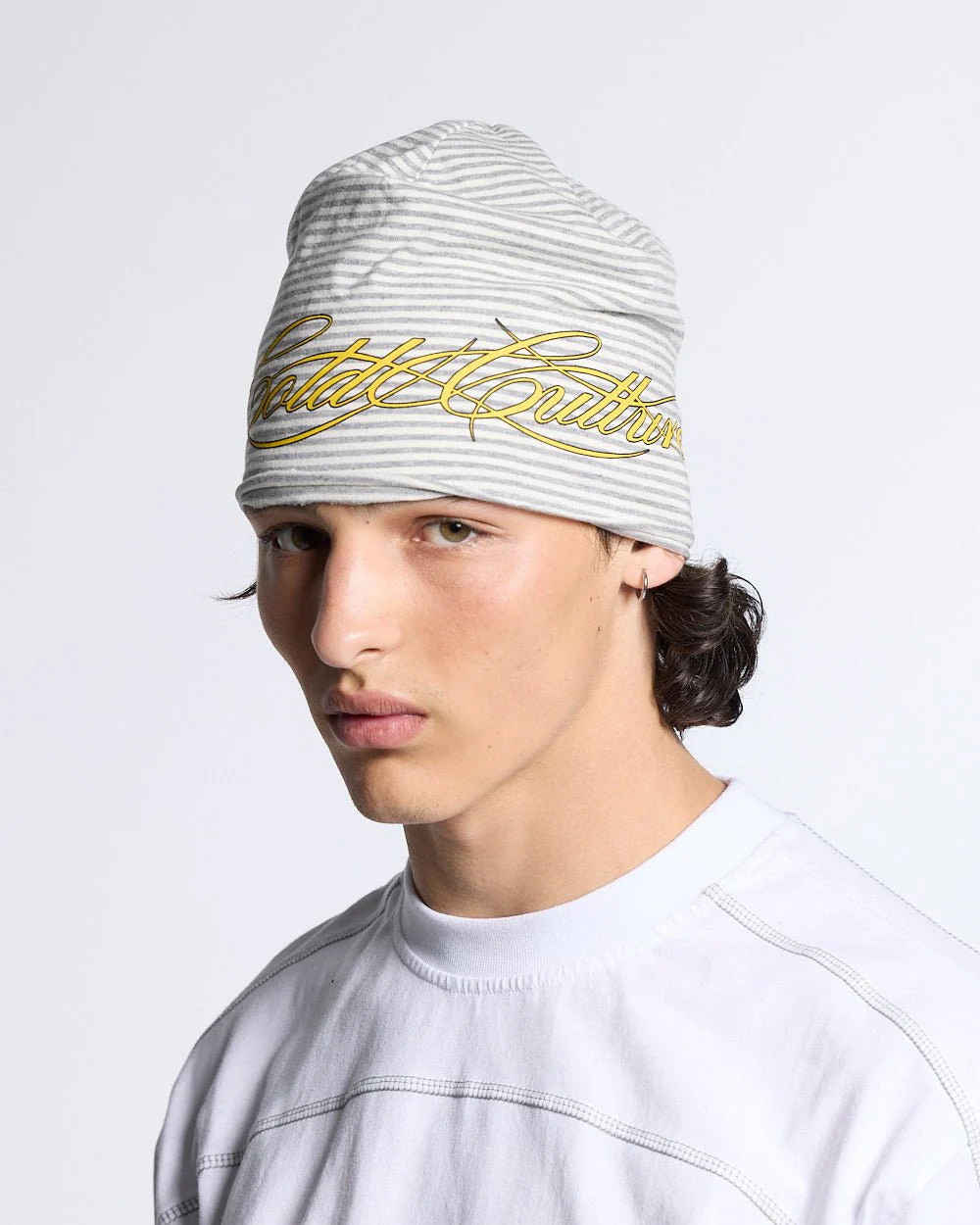 SCRIPTED STRIPES BEANIE WHITE - Image 2