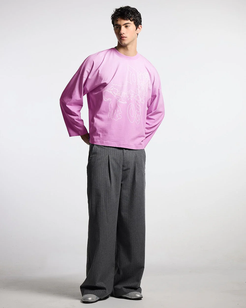 SEAM EFFECT LINE PANTS GREY - Image 3