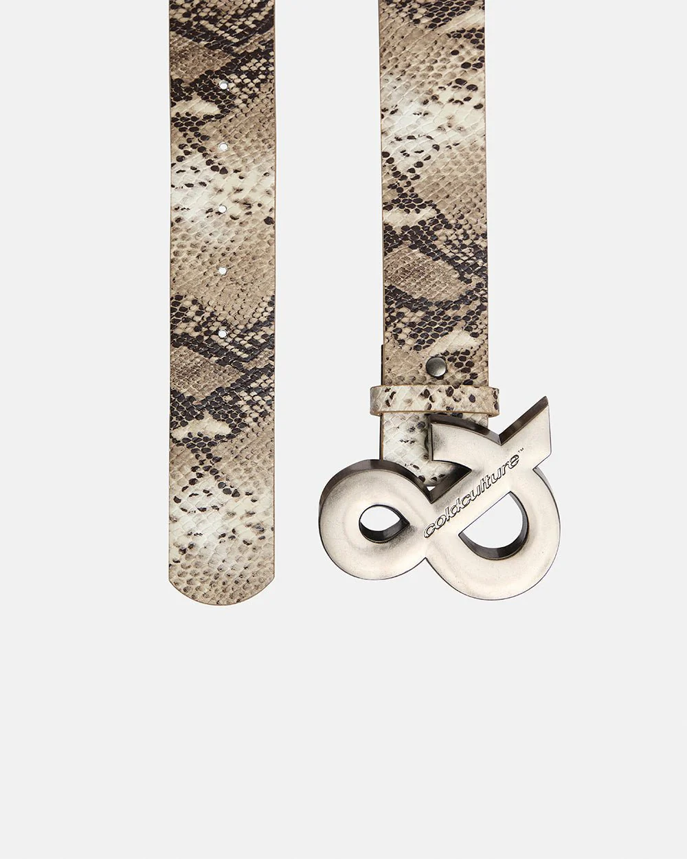 SNAKE & SKIN LEATHER BELT BEIGE - Image 2