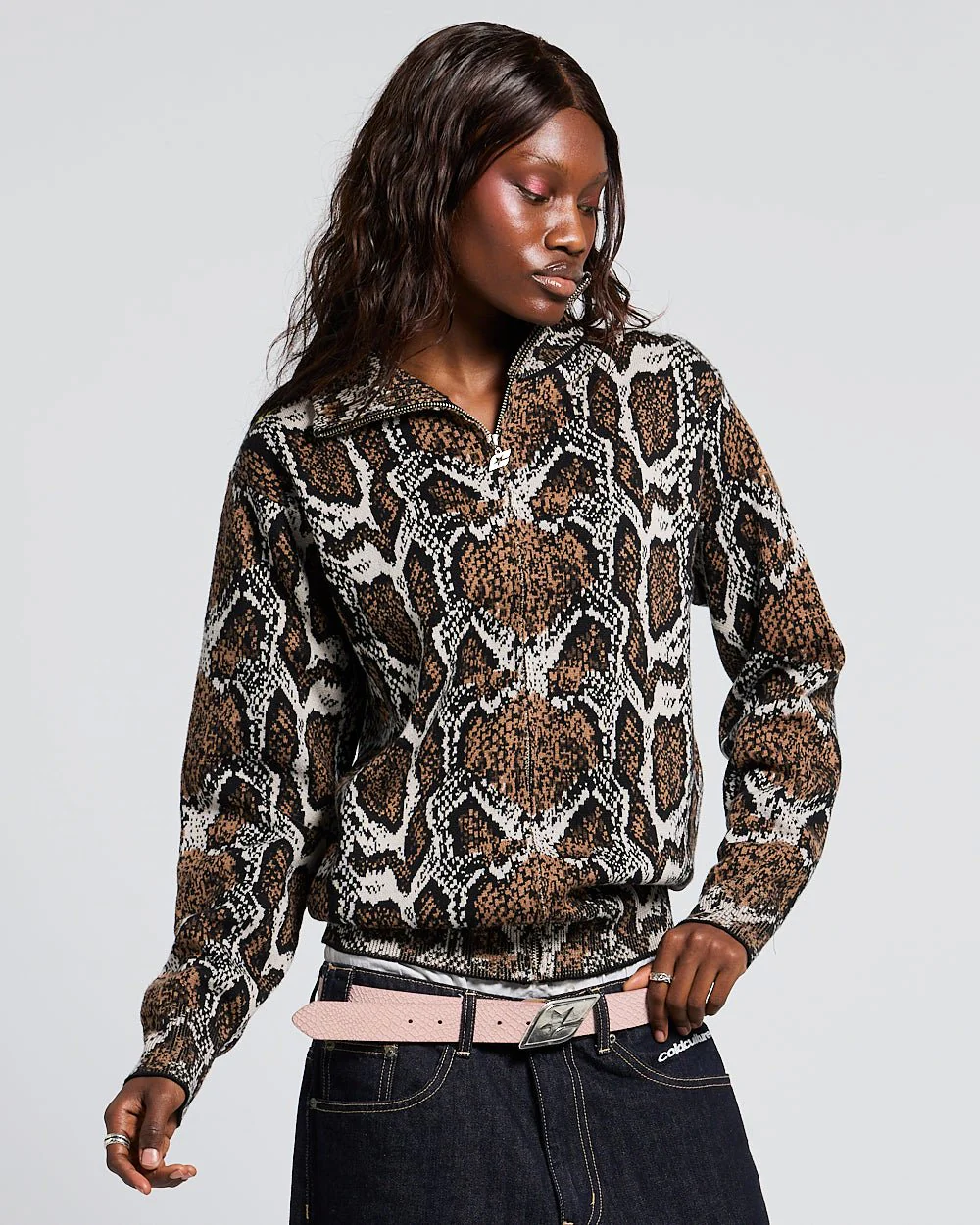SNAKE ZIP KNIT BROWN - Image 4