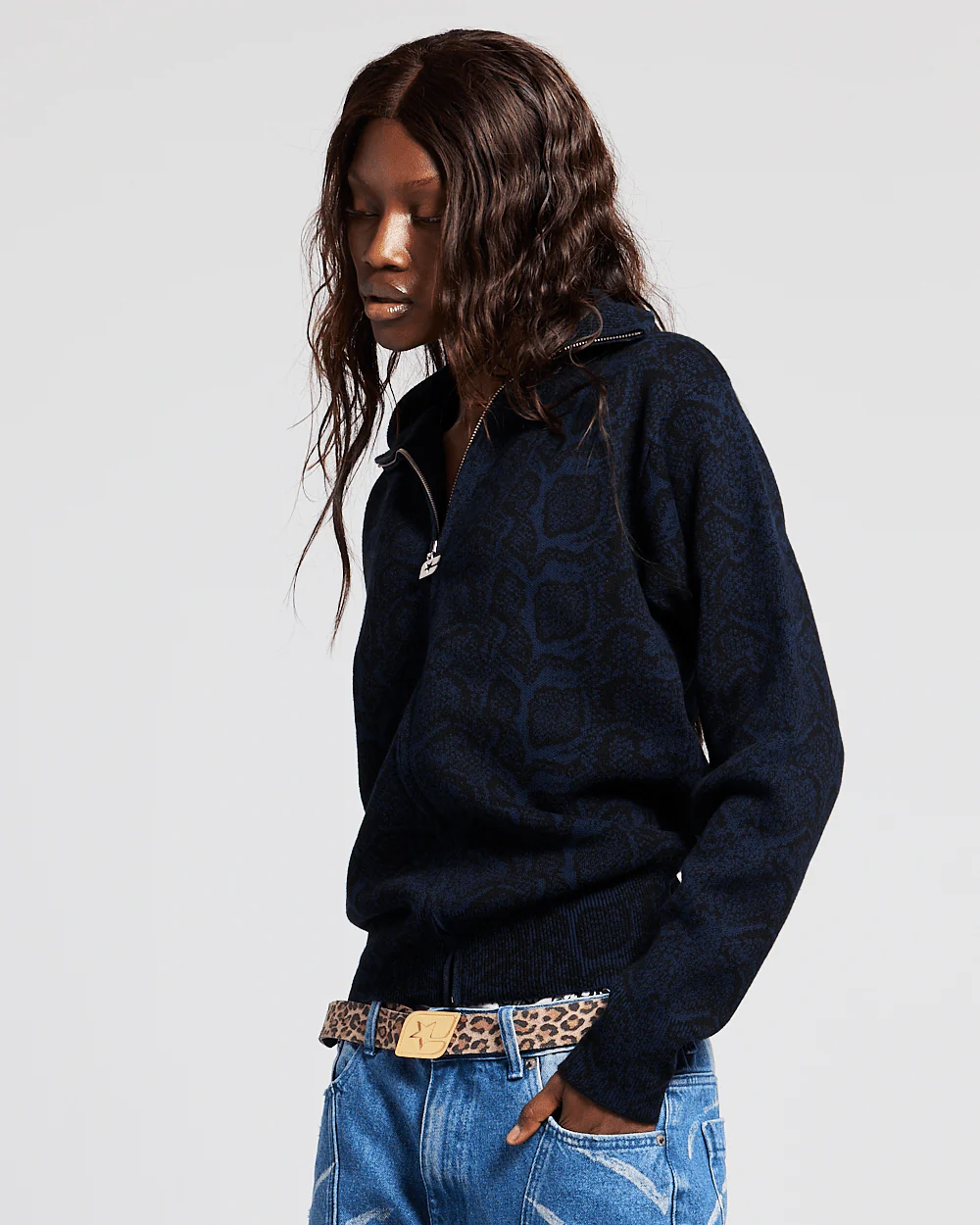 SNAKE ZIP KNIT DARK BLUE - Image 5