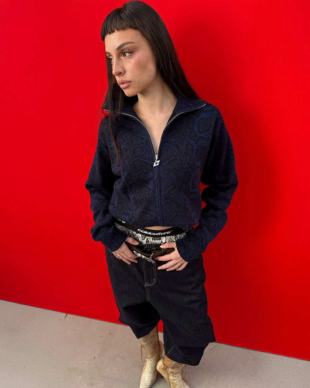 SNAKE ZIP KNIT DARK BLUE - Image 7
