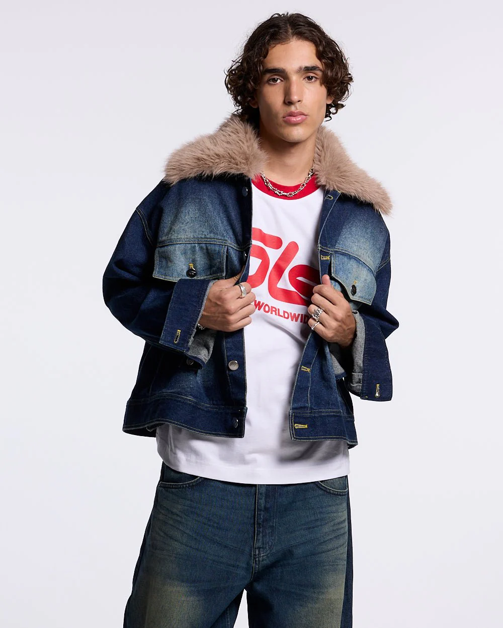 SOFT FUR DENIM JACKET RAW DENIM - Image 3