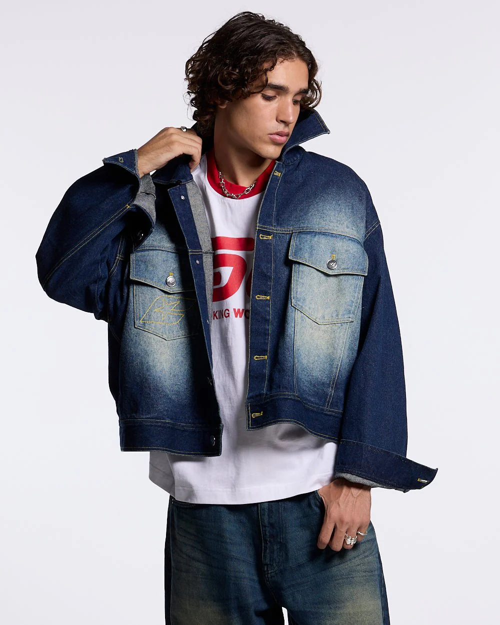 SOFT FUR DENIM JACKET RAW DENIM - Image 5