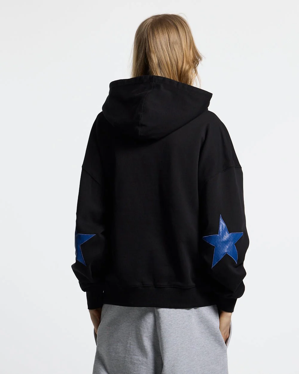 STAR CURVED ZIP HOODIE BLACK - Image 7