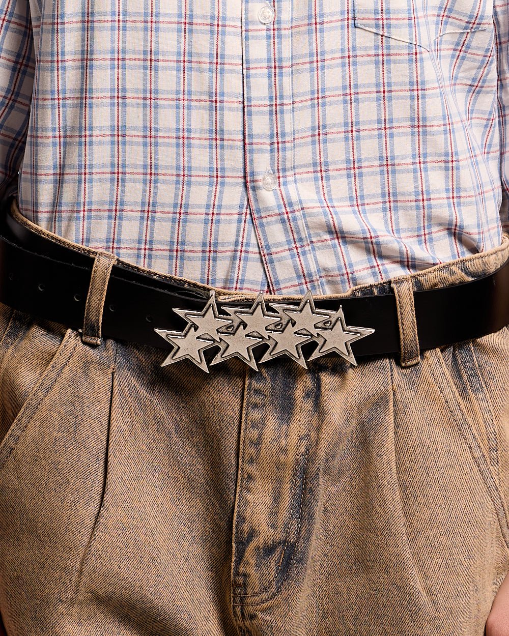 STARS LEATHER BELT BLACK - Image 4
