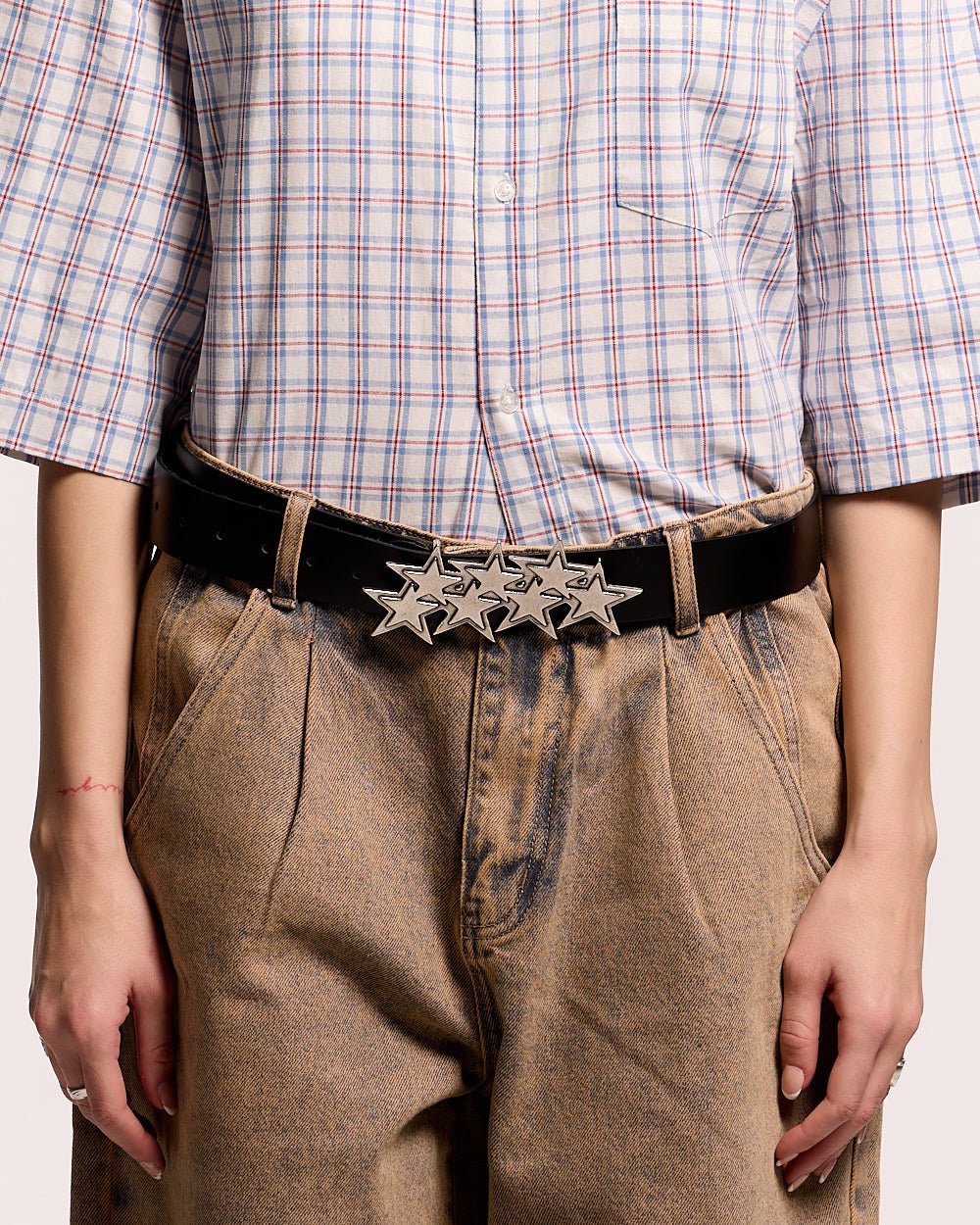 STARS LEATHER BELT BLACK - Image 5