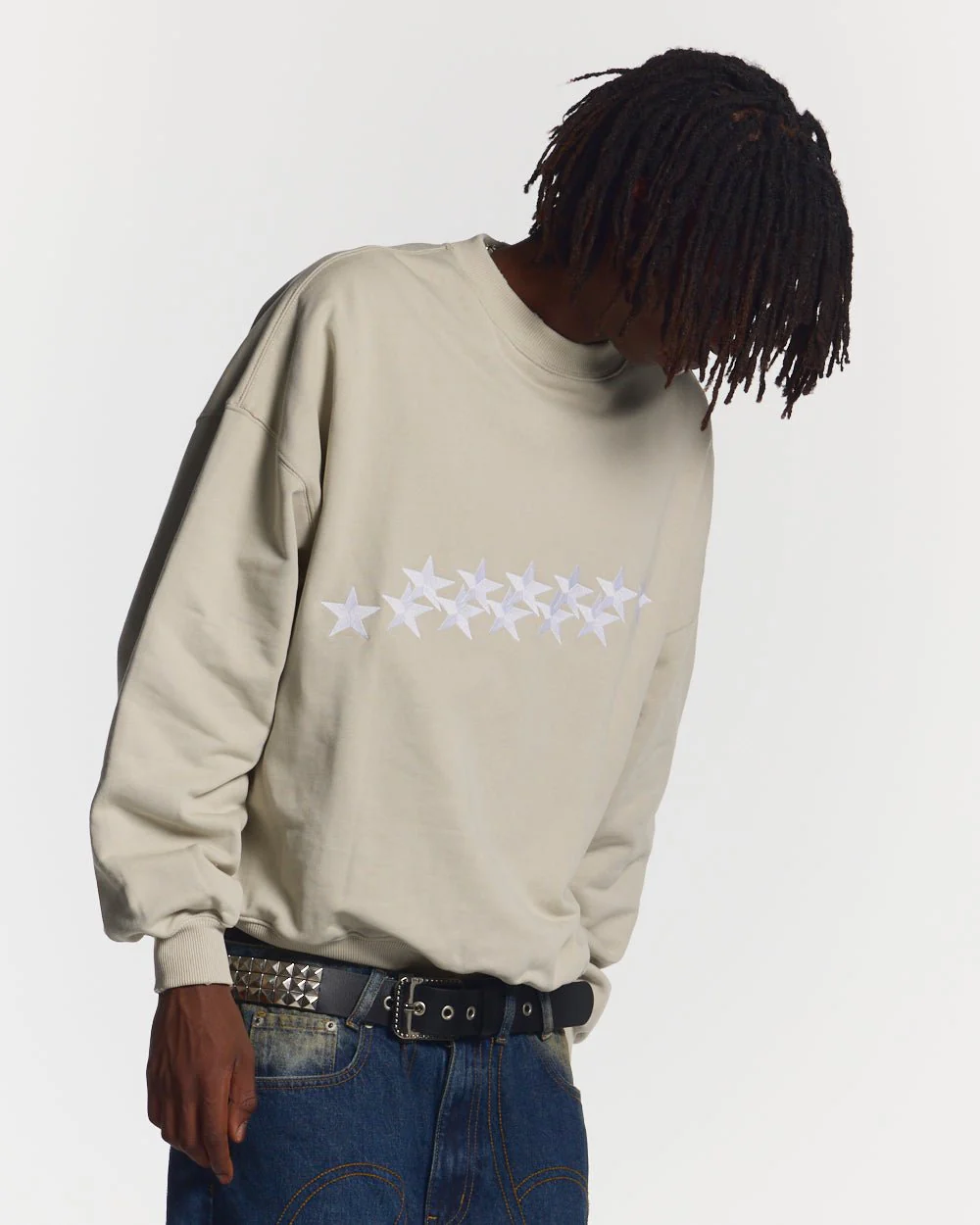 STARS CREWNECK PALE GREY - Image 3