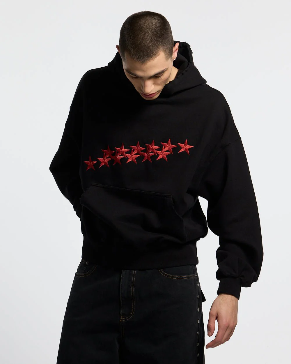 STARS HOODIE BLACK & RED - Image 2