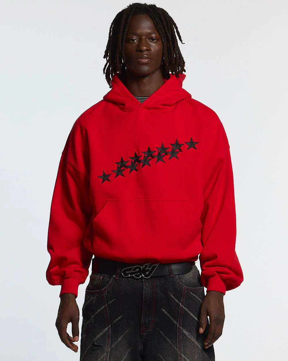 STARS HOODIE RED & BLACK - Image 2