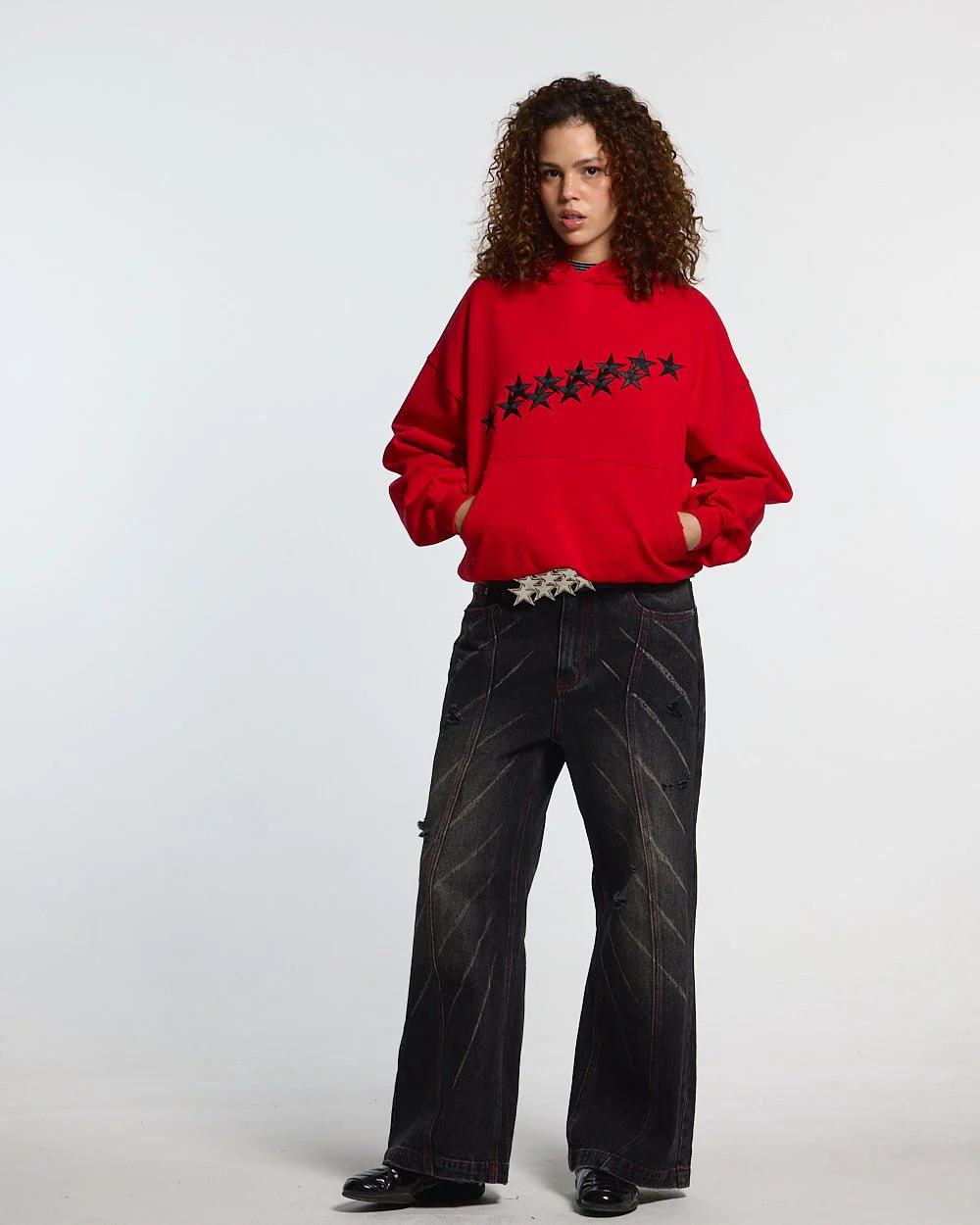 STARS HOODIE RED & BLACK - Image 5