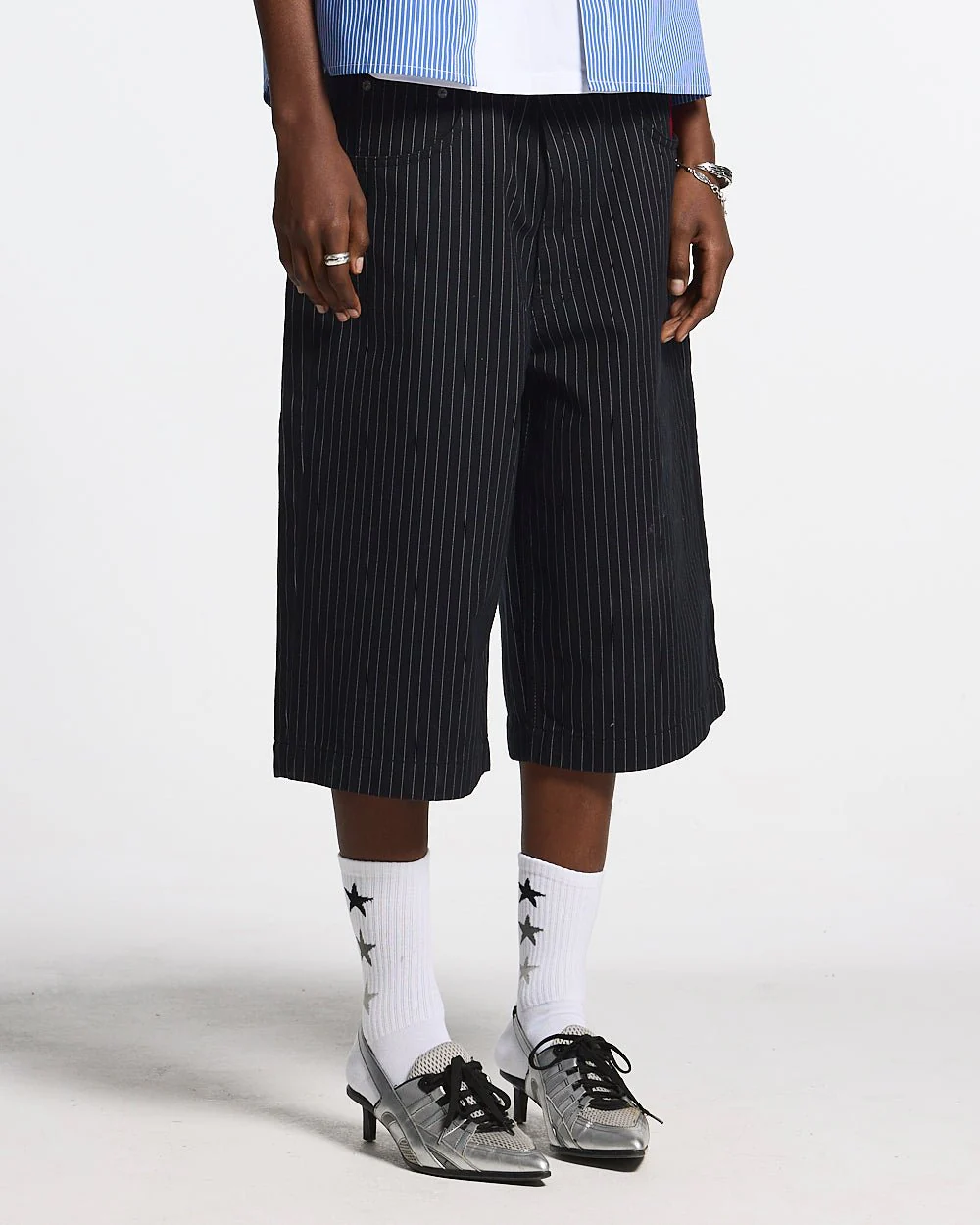 STRIPE FADE JORTS BLACK - Image 5