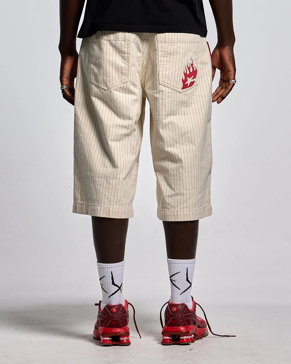 STRIPE FADE JORTS WHITE - Image 3