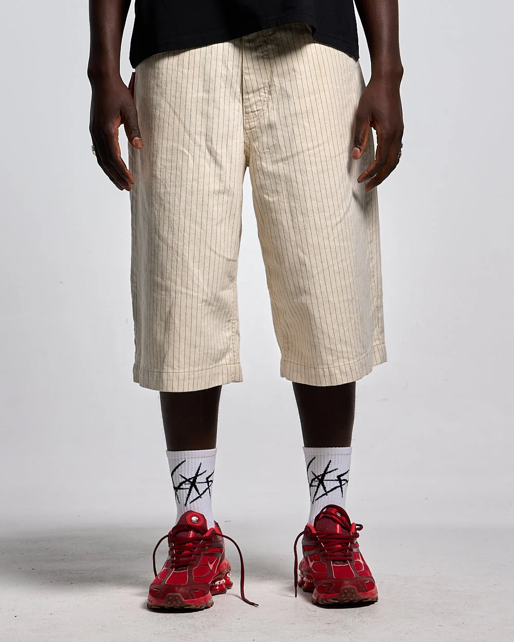 STRIPE FADE JORTS WHITE - Image 4