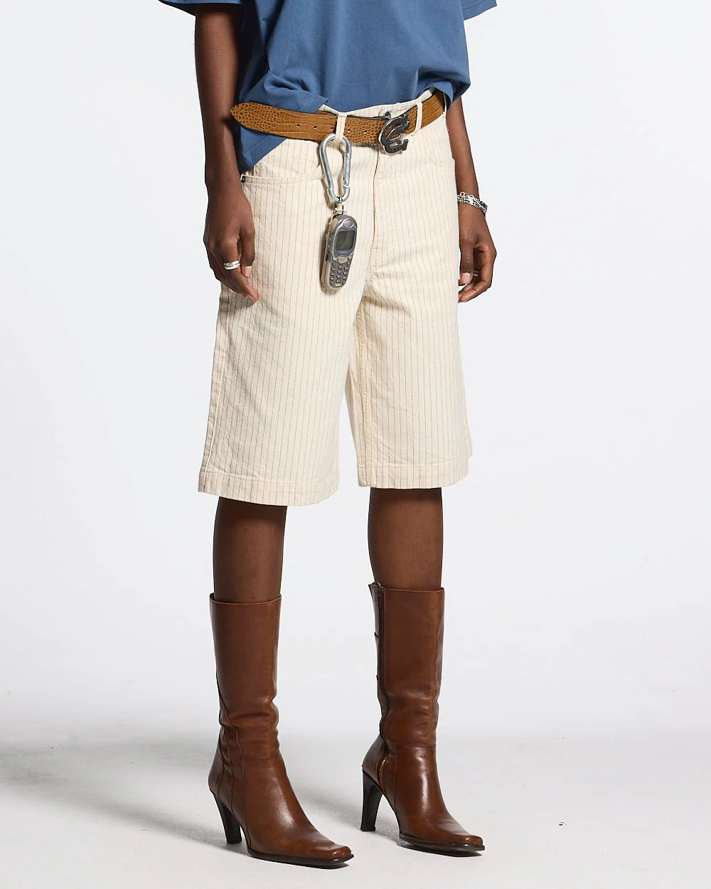 STRIPE FADE JORTS WHITE - Image 5