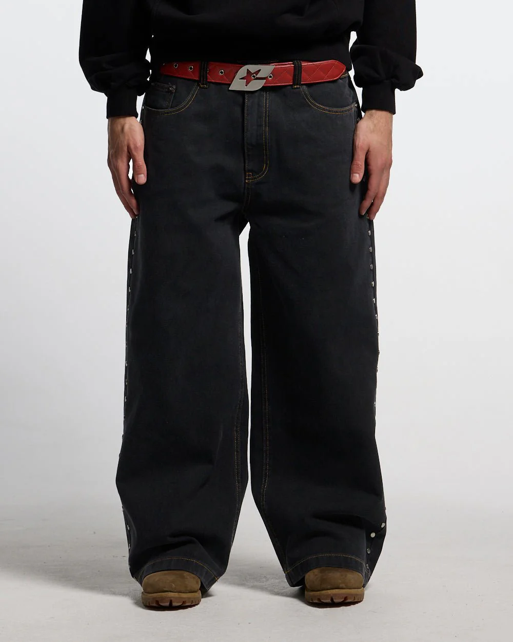 STUDS PANTS BLACK DENIM - Image 3