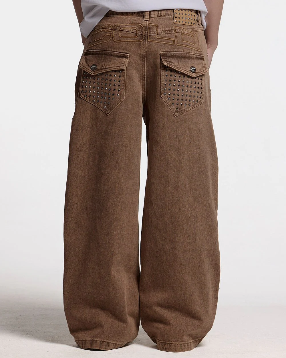STUDS PANTS BROWN DENIM - Image 6