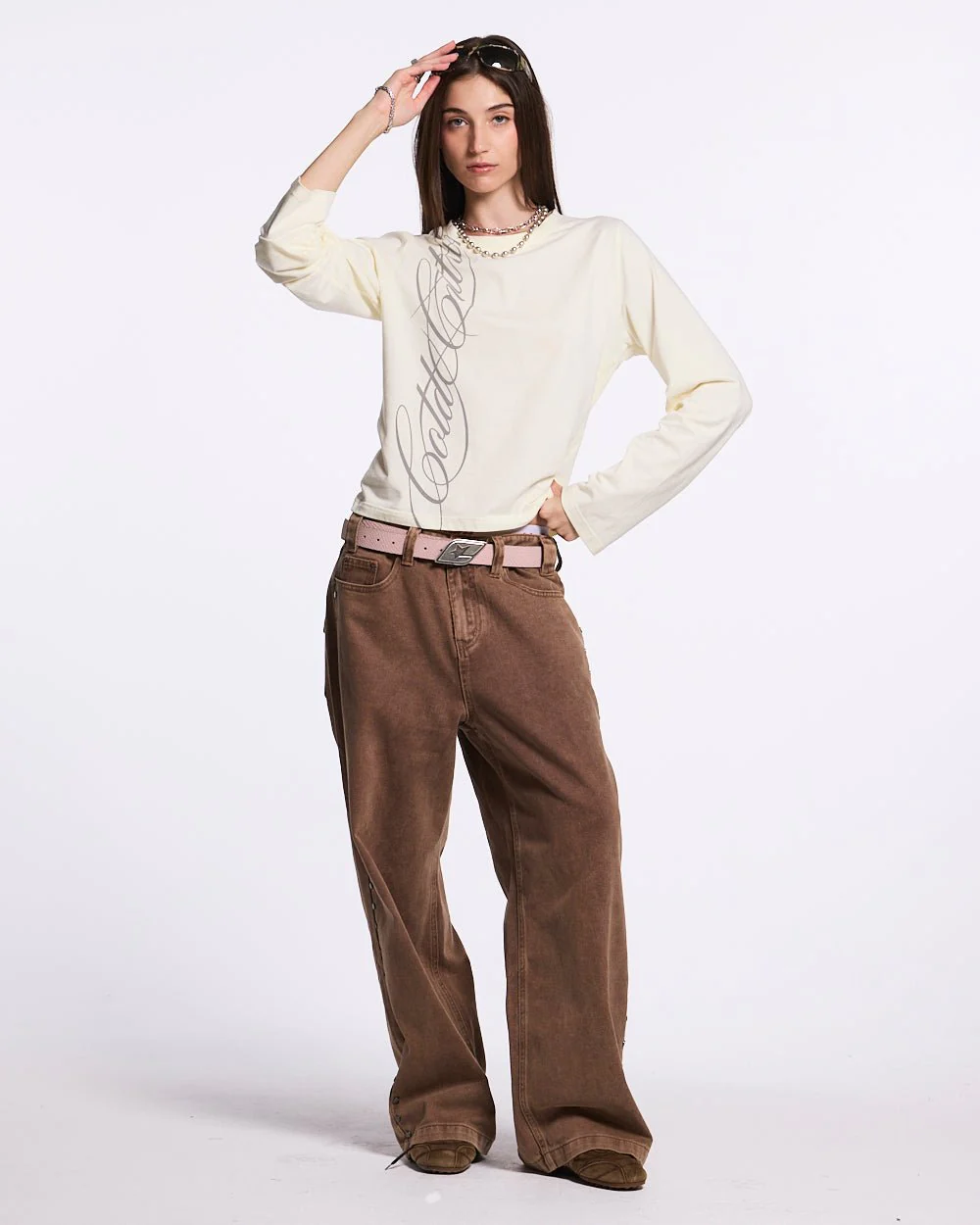 STUDS PANTS BROWN DENIM - Image 8