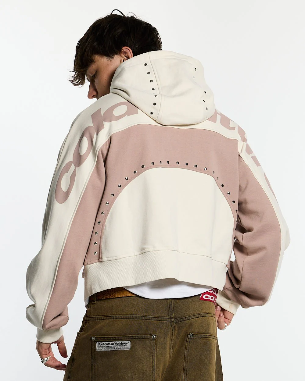 STUD ZIP HOODIE LIGHT GREY - Image 2
