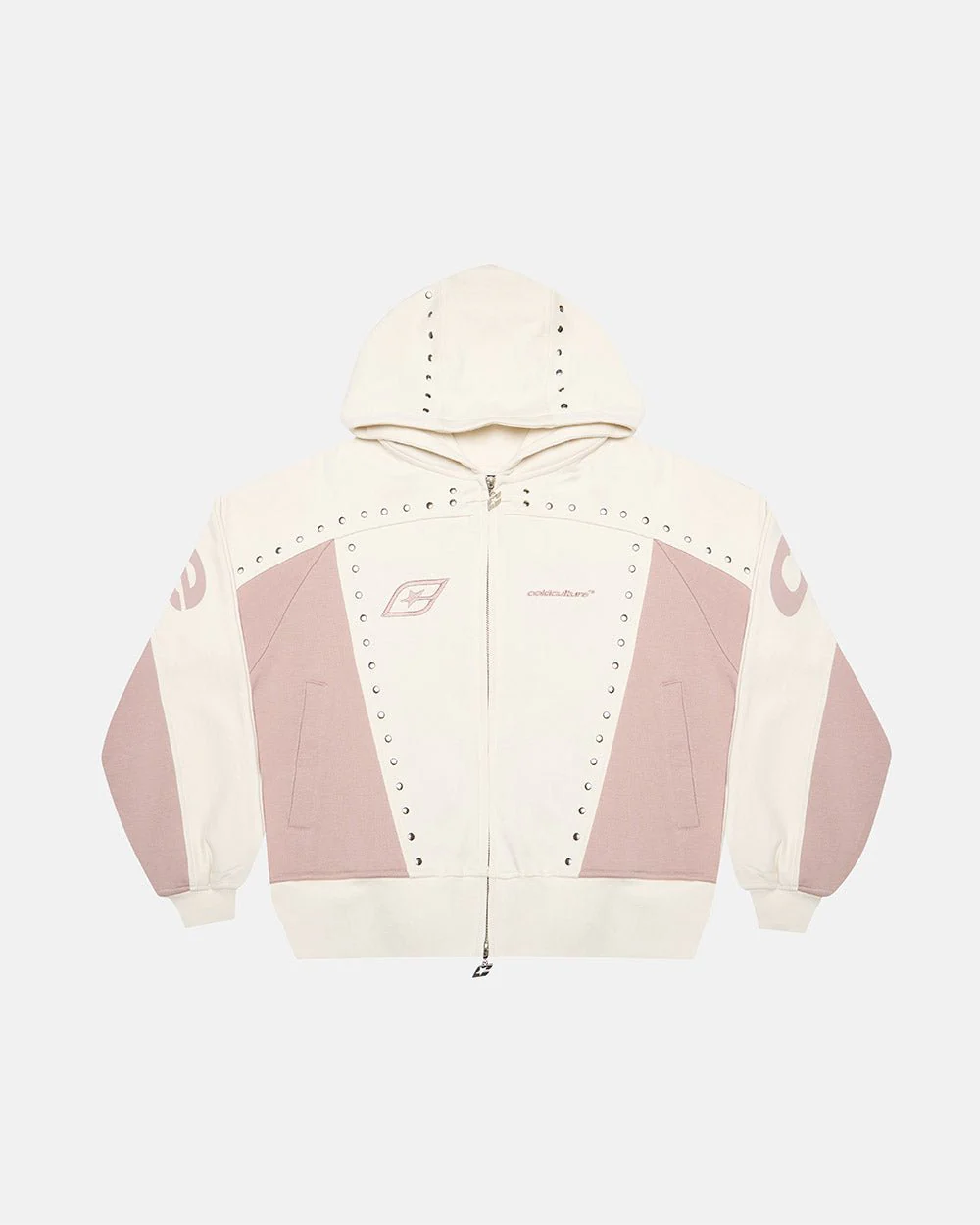 STUD ZIP HOODIE LIGHT GREY - Image 3