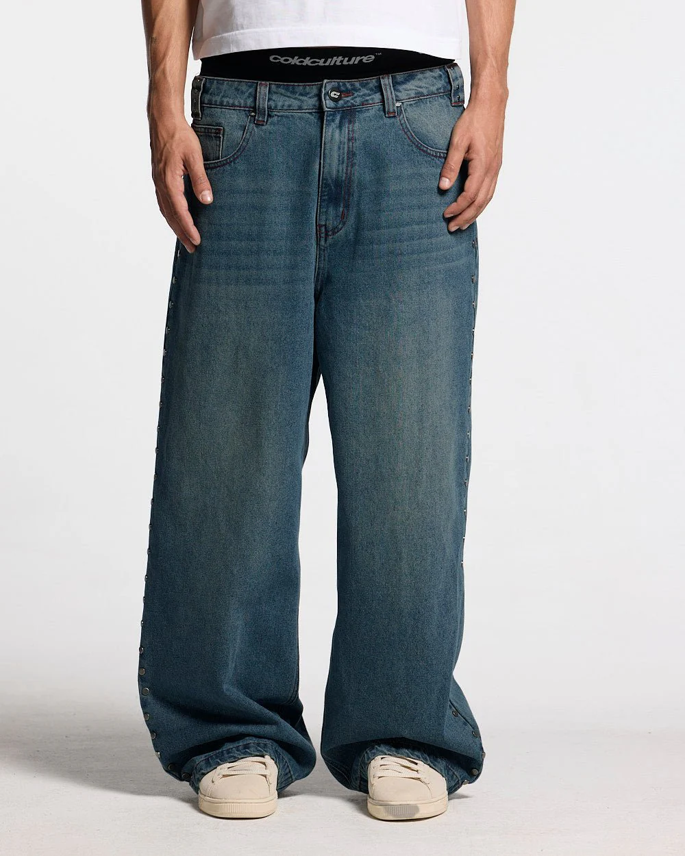 STUDS PANTS LIGHT BLUE DENIM - Image 2