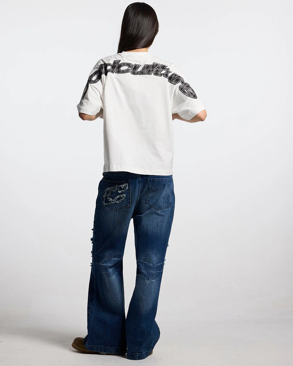 TARTAN CURVED TEE WHITE - Image 6