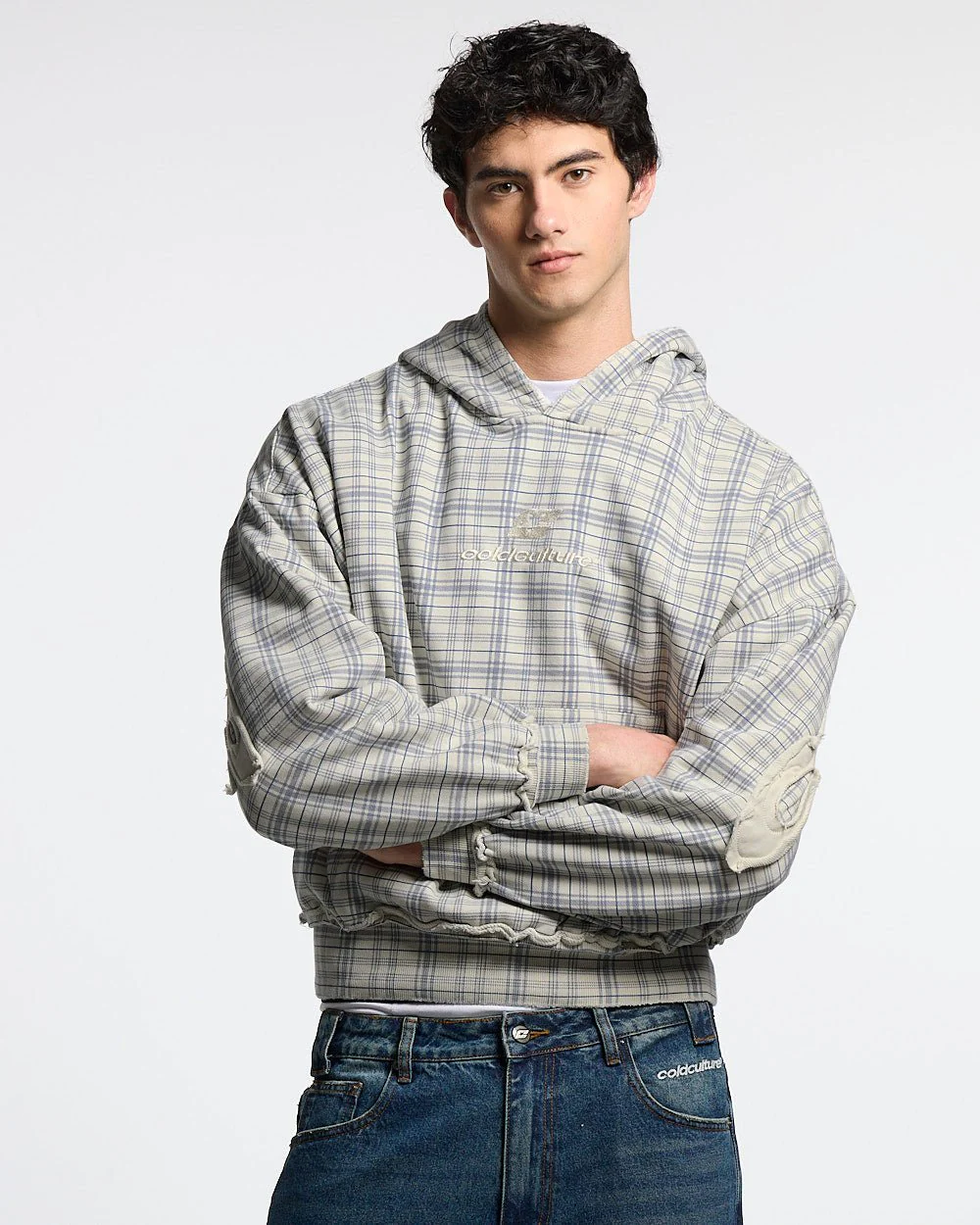 TARTAN HOODIE WHITE & MIX OF BLUES - Image 4