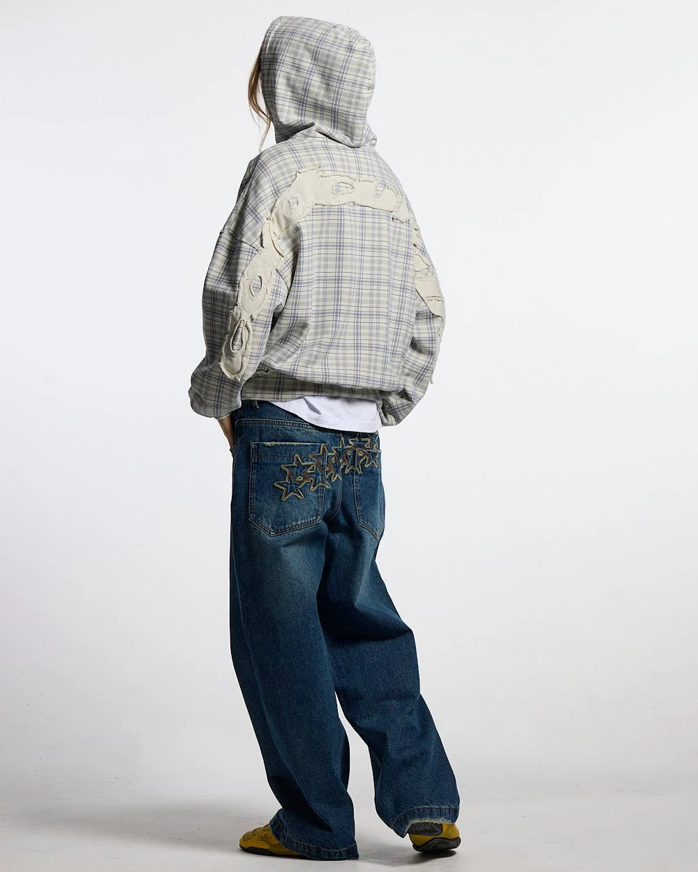 TARTAN HOODIE WHITE & MIX OF BLUES - Image 7