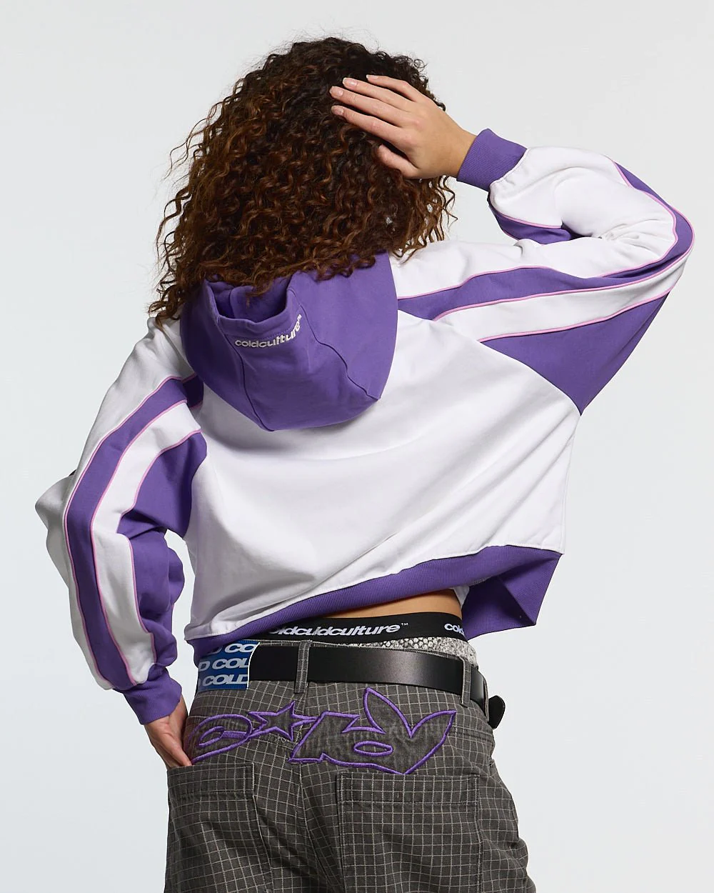 TEASE ME ZIP HOODIE WHITE & PURPLE - Image 6