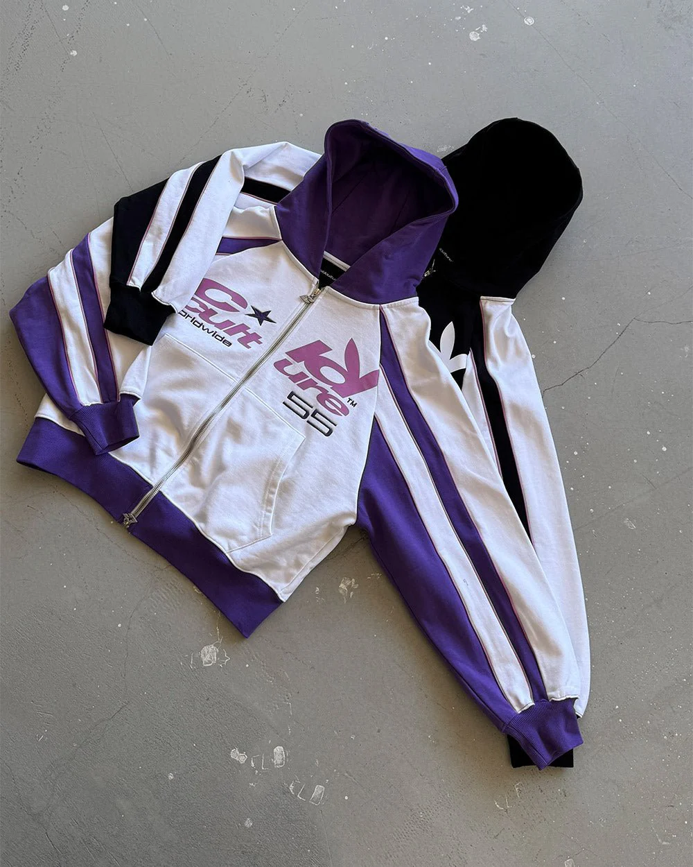 TEASE ME ZIP HOODIE WHITE & PURPLE - Image 7
