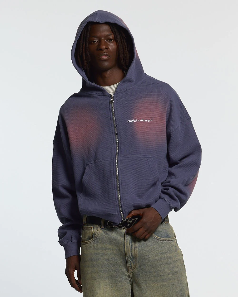 THERMAL ZIP HOODIE BLUE - Image 2