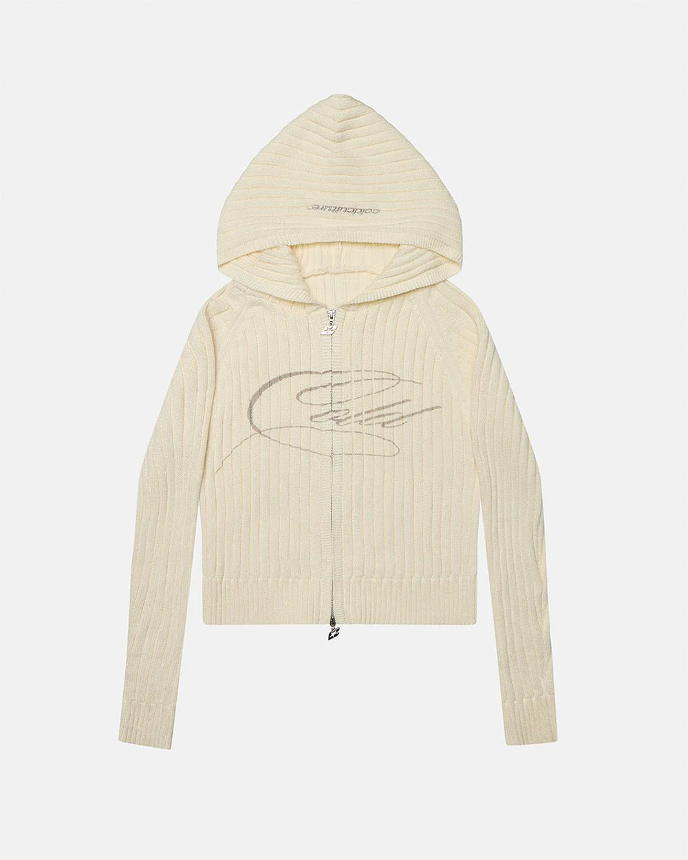 TRACK HOOD ZIP KNIT OFF-WHITE - Image 2