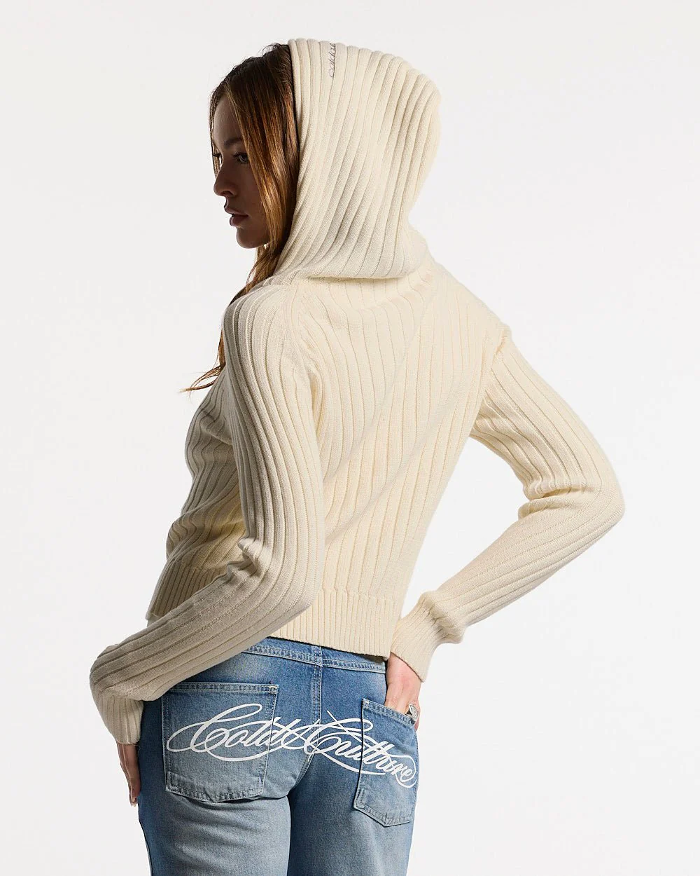 TRACK HOOD ZIP KNIT OFF-WHITE - Image 3