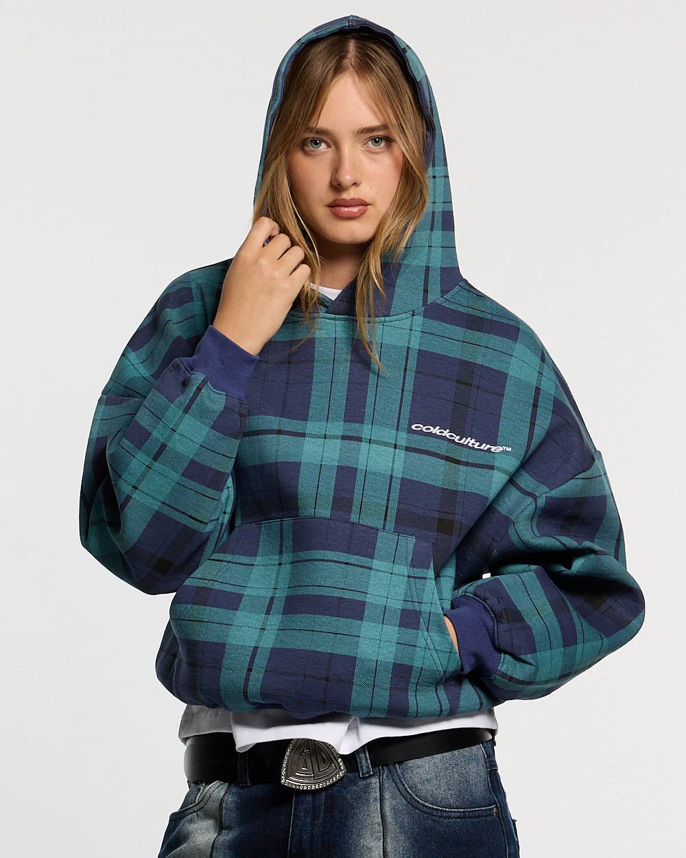 TWO FACES HOODIE NAVY & GREEN - Image 5