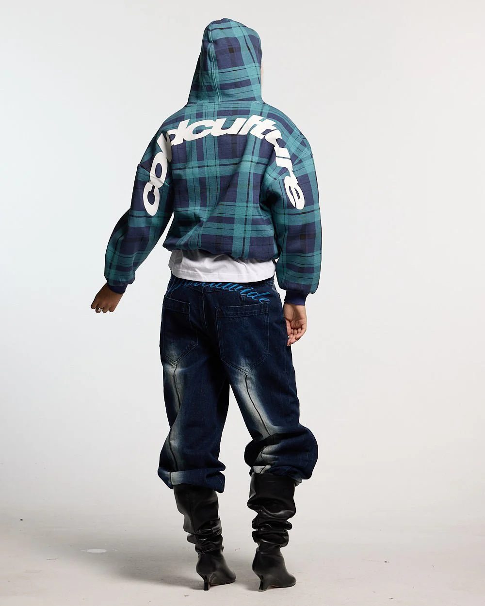 TWO FACES HOODIE NAVY & GREEN - Image 7