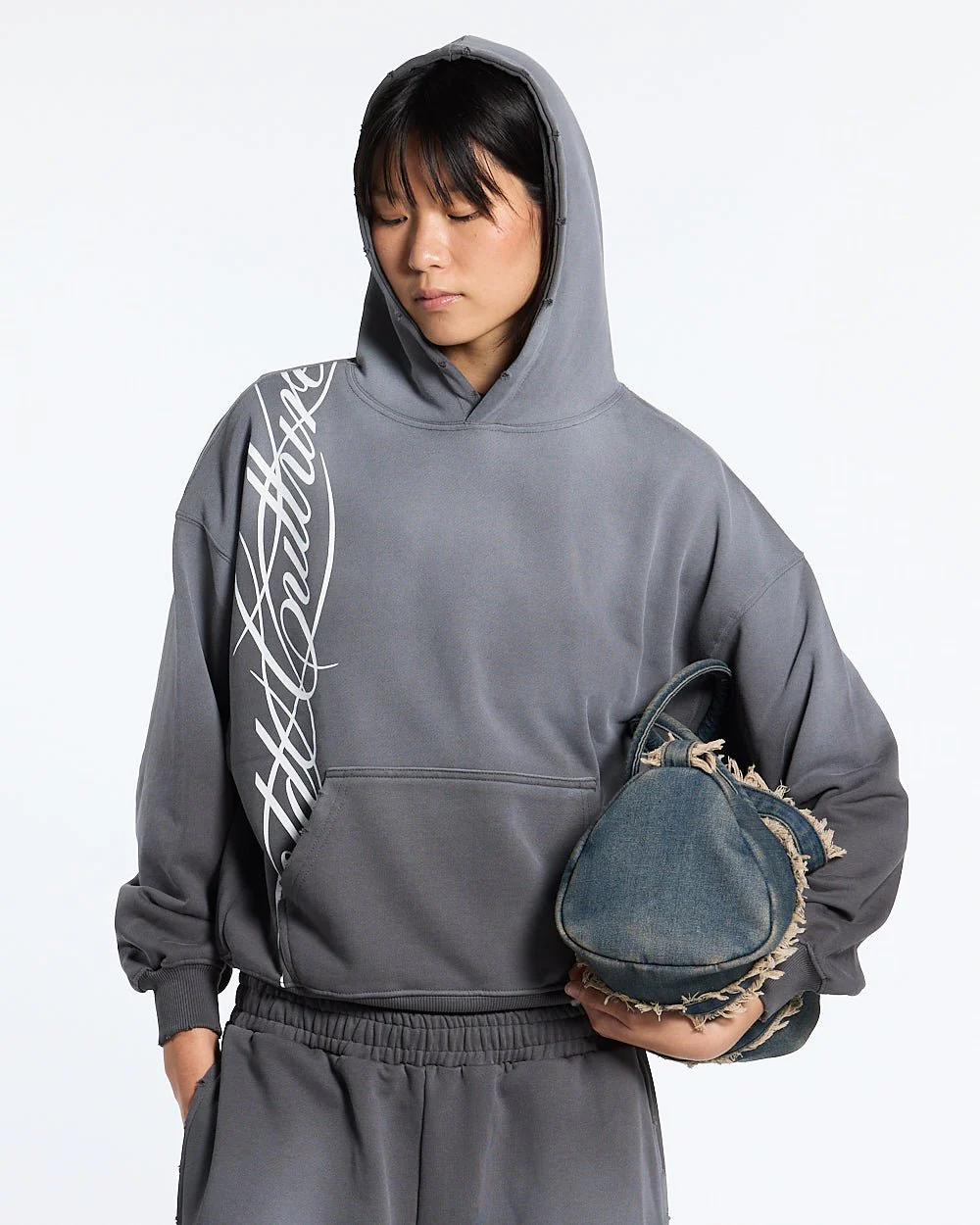 SCRIPT HOODIE ANTRACITE GREY - Image 5