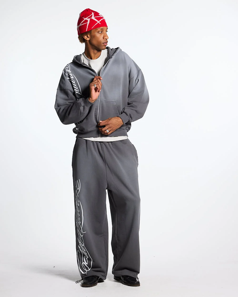 SCRIPT ZIP HOODIE ANTRACITE GREY - Image 6
